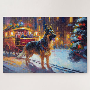 Duitse Herdershond Kerst Feestelijke Periode Legpuzzel