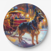 Duitse Herdershond Kerst Feestelijke Periode Papieren Bordje (Voorkant)