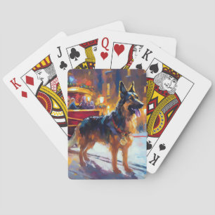 Duitse Herdershond Kerst Feestelijke Periode Pokerkaarten