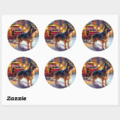 Duitse Herdershond Kerst Feestelijke Periode Ronde Sticker (Vel)