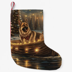 Duitse Herdershond Kerst Feestelijke Reis Kleine Kerstsok