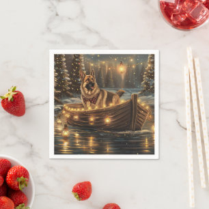 Duitse Herdershond Kerst Feestelijke Reis Servet