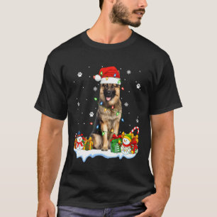 Duitse Herdershond Kerst Lichtjes Kerstman Hoed Ho T-shirt