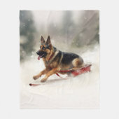 Duitse Herdershond Kerst sneeuw winter Fleece Deken (Voorkant)