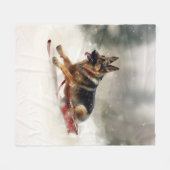 Duitse Herdershond Kerst sneeuw winter Fleece Deken (Voorkant (Horizontaal))