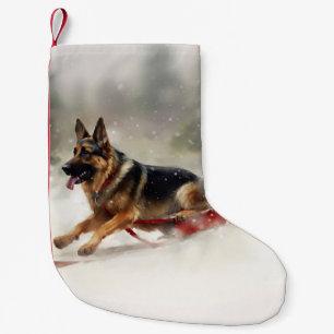 Duitse Herdershond Kerst sneeuw winter Kleine Kerstsok
