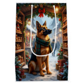 Duitse Herdershond Kerst Speelgoedmaker Kunst Medium Cadeauzakje (Achterkant)