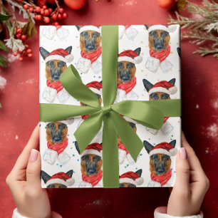Duitse Herdershond Kerst Watercolor Hondenrassen Cadeaupapier