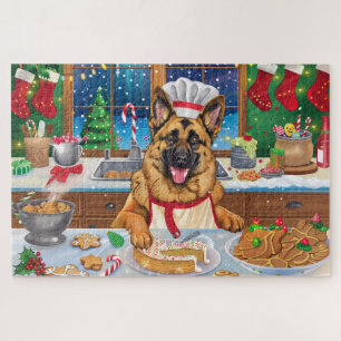 Duitse Herdershond Kerstbakken: Feestelijke Kerst Legpuzzel