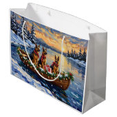 Duitse Herdershond Kerstboot Vakantie Groot Cadeauzakje (Achterkant Gekanteld)