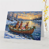 Duitse Herdershond Kerstboot Vakantie Kaart (Gele Bloem)
