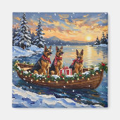 Duitse Herdershond Kerstboot Vakantie Magneet (Voorkant)