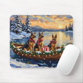 Duitse Herdershond Kerstboot Vakantie Muismat (Met muis)