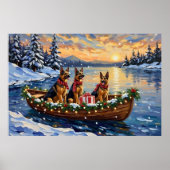 Duitse Herdershond Kerstboot Vakantie Poster (Voorkant)