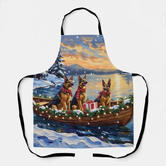 Duitse Herdershond Kerstboot Vakantie Schort (Voorkant)