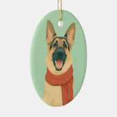 Duitse Herdershond Kerstcadeau Keramisch Ornament (Rechts)