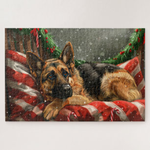 Duitse Herdershond Kerstfeest Legpuzzel