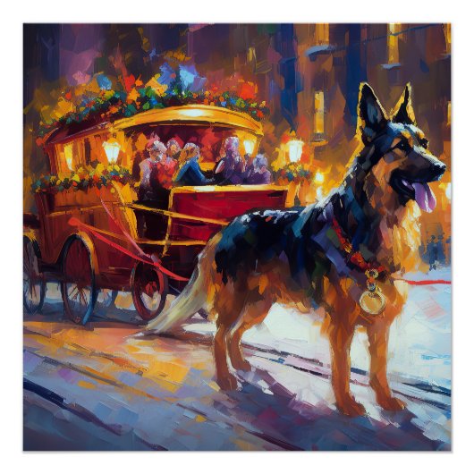 Duitse Herdershond Kerstfeest Perfect Poster (Voorkant)