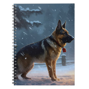 Duitse Herdershond Kerstfeest Seizoen Notitieboek