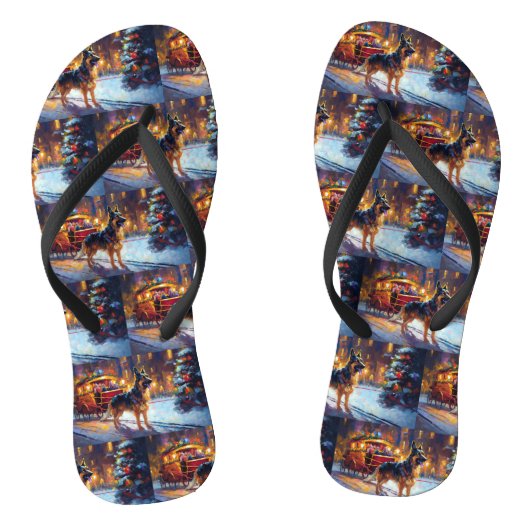 Duitse Herdershond Kerstfeest Teenslippers (Voetbed)