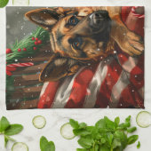Duitse Herdershond Kerstfeest Theedoek (Gevouwen)