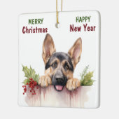 Duitse herdershond Kersthek Keramisch Ornament (Links)