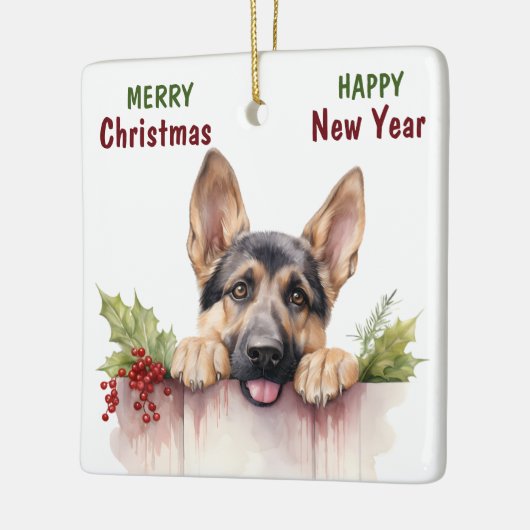 Duitse herdershond Kersthek Keramisch Ornament (Links)