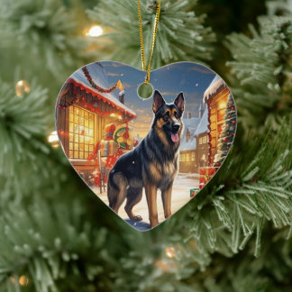 Duitse Herdershond Kersthuisdier Ornament, Hond Li Keramisch Ornament