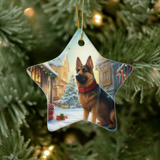 Duitse Herdershond Kersthuisdier Ornament, Hond Li Keramisch Ornament