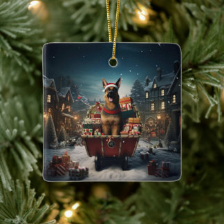Duitse Herdershond Kersthuisdierornament, Hondenli Keramisch Ornament