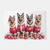 Duitse Herdershond Kerstjurk Kerstman Hoed Deurmat (Voorkant)