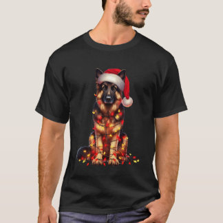 Duitse Herdershond Kerstlichtjes Hond Liefhebber T-shirt