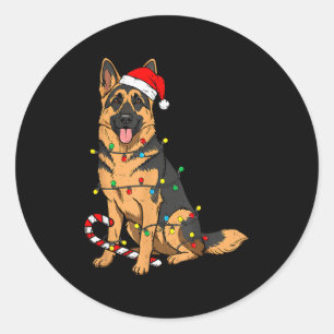 Duitse Herdershond Kerstlichtjes Kersthuisdier Ronde Sticker