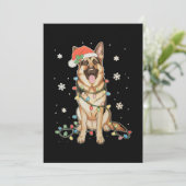 Duitse Herdershond Kerstman Hoed Kerstverlichting Kaart (Staand voorkant)