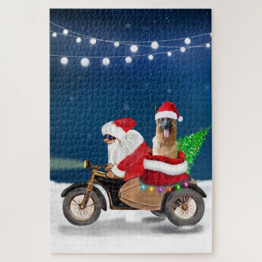 Duitse herdershond Kerstman Santa Claus Legpuzzel (Verticaal)