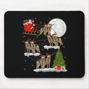 Duitse Herdershond Kerstman slee flying grappige C Muismat