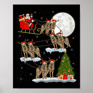 Duitse Herdershond Kerstman slee vliegend grappig Poster