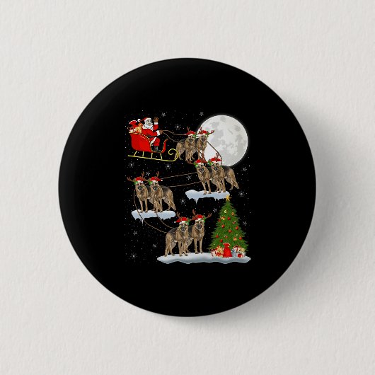 Duitse Herdershond Kerstman slee vliegend grappige Ronde Button 5,7 Cm (Voorkant)