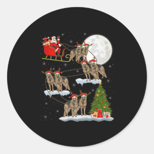 Duitse Herdershond Kerstman slee vluchten Grappig Ronde Sticker