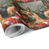Duitse Herdershond Kerstmis Feestelijk Cadeaupapier (Rol Hoek)