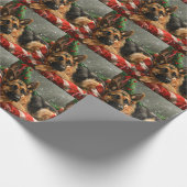 Duitse Herdershond Kerstmis Feestelijk Cadeaupapier (Hoek)