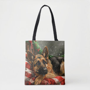 Duitse Herdershond Kerstmis Feestelijk Tote Bag