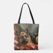 Duitse Herdershond Kerstmis Feestelijk Tote Bag (Achterkant)
