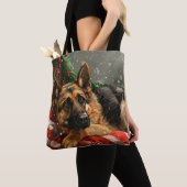 Duitse Herdershond Kerstmis Feestelijk Tote Bag (Dichtbij)