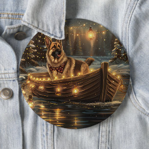 Duitse Herdershond Kerstmis Feestelijke Reis Ronde Button 6,0 Cm