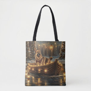 Duitse Herdershond Kerstmis Feestelijke Reis Tote Bag