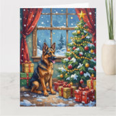 Duitse Herdershond Kerstmis Onder De Boom Kaart (Voorkant)