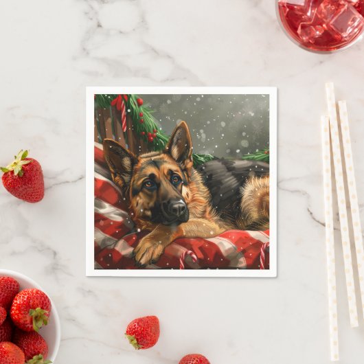 Duitse Herdershond Kerstviering Servet (Insitu)