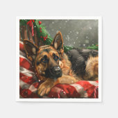 Duitse Herdershond Kerstviering Servet (Voorkant)