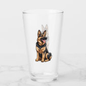 Duitse Herdershond Kijkt naar Rechts Glas (Achterkant)